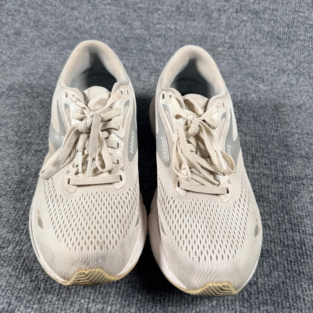 Brooks Womens Size 9 Adrenaline Gts 23 Sneakers White Silver Running Lace Up